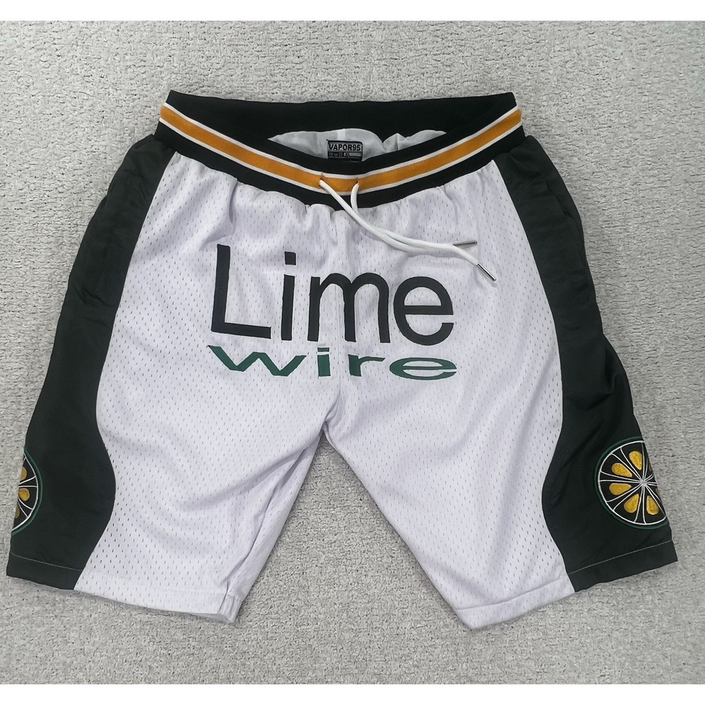Vapor95 LimeWire Mesh Basketball Shorts Mens XL White‎ Green Retro Internet Y2K